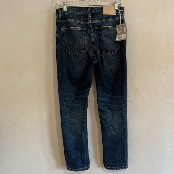 Everlane Button Fly Medium Blue Distressed “ The 90’s Cheeky Jean”  Cropped  33 - Picture 6 of 8